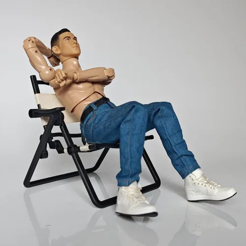 Miniatura 6 de Pantalones de soldado a escala 1/6 Jeans clásicos y modelo de cinturón para cuerpo de figura de acción masculina de 12 '' (azul)