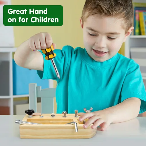 Miniatura 4 de TOY Life Juego de tablero de destornillador Montessori de madera para niños pequeños y niños de 3, 4, 5 años, juguetes sensoriales de autobús