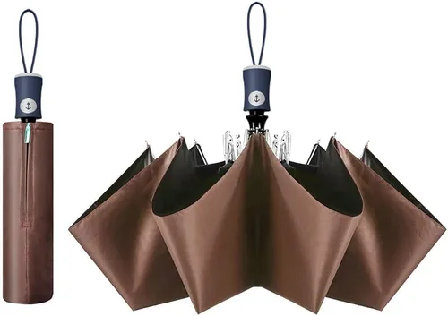 Miniatura 80 de Cuby Paraguas UV compacto plegable paraguas ligero portátil manual paraguas de viaje para resistente a la lluvia y 99% de protección UV con Negro