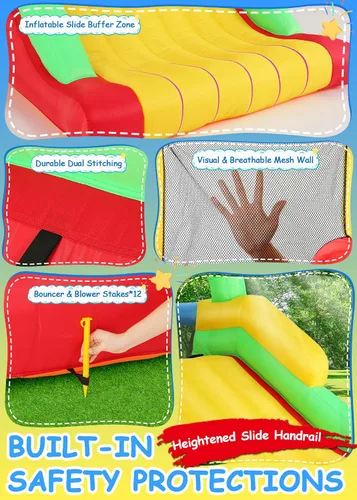 Miniatura 5 de Whubefy Carrera de obstáculos inflable gigante de 18 x 8.2 pies para niños grandes de 3 a 6 8 a 12 años con tobogán extragrande, túneles de arrastre