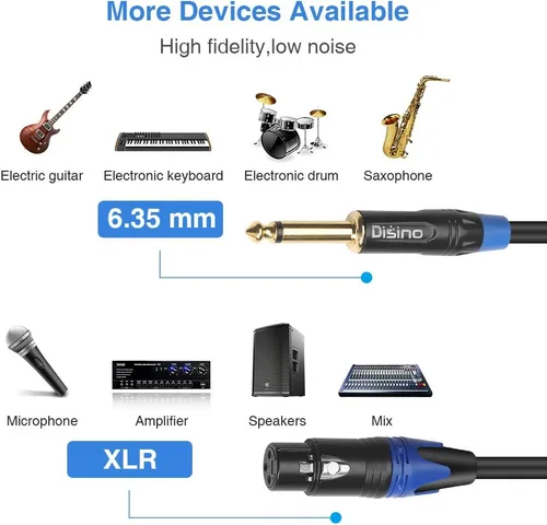 Miniatura 5 de Cable de micrófono XLR hembra a TS mono de 1/4 pulgadas (6.35mm), desequilibrado de 3 pines XLR hembra a conector de micrófono TS de cuarto