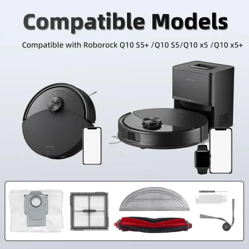 Miniatura 3 de 24 piezas Kit de accesorios de reemplazo Q10 S5+ Compatible con Roborock Q10 S5+ /Q10 S5/Q10 x5 /Q10 x5+ Robot Aspirador, 2 cepillos principales, 4