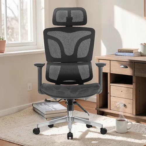 Miniatura 2 de Ergonomic Office Chair with Footrest, High Back Mesh Desk Chair with Adjustable Lumbar Support, Reclining Computer Chair with Headrest & Armrests