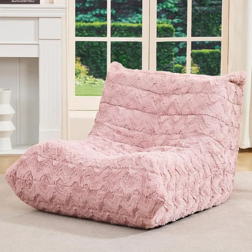Miniatura 19 de Sillones tipo puf para adultos, puf gigante con espuma viscoelástica, sillón puf con relleno, piel sintética, para la sala, dormitorio u oficina azul