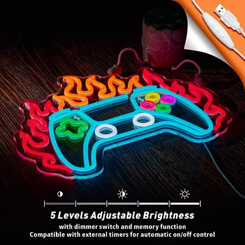 Miniatura 4 de Letrero de neón para jugador, letrero LED con mando de videojuegos, luz LED para decoración de habitación de jugadores, letreros de neón para rojo
