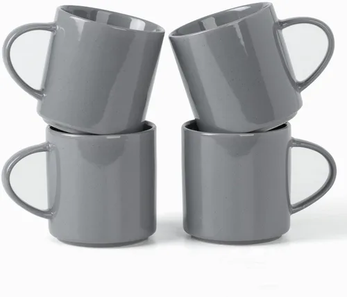 Miniatura 7 de famiware Nebula - Taza de café de 4 piezas, tazas de catering de 14 onzas con asa para café, té, cacao, leche, gris claro Nebulosa gris claro