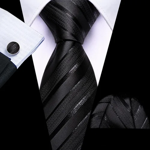 Miniatura 227 de Barry.Wang Juego de corbatas para hombre, corbata de seda a rayas, tejido a cuadros, gemelos formales, negocios, boda