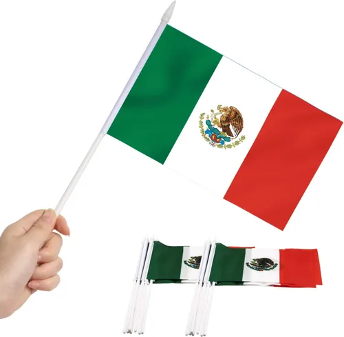 Miniatura 16 de Anley Mini bandera de El Salvador, paquete de 12 unidades, banderas salvadoreñas pequeñas en miniatura de mano en barra, resistentes a