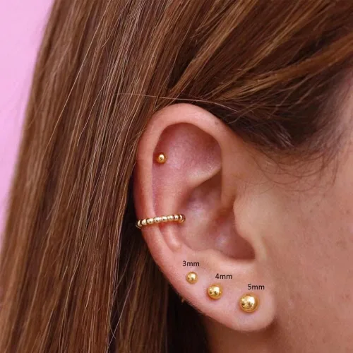 Miniatura 6 de Aretes de bola de titanio, hipoalergénicos, para mujeres y hombres, orejas sensibles, color negro, 0.118 in, 0.157 in, 0.197 in, parte trasera