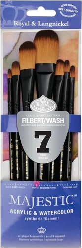 Royal & Langnickel Majestic Filbert and Oval Wash Artist - Juego de brochas (7 piezas)