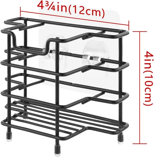 Miniatura 3 de Linkidea - Soporte para cepillos de dientes para ducha, soporte de cepillo de acero inoxidable, soporte para encimera/pared, organizador de 3 Negro
