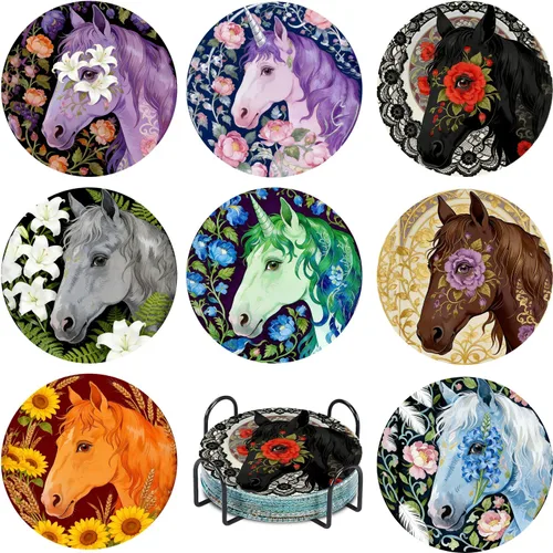 Miniatura 25 de Leatrice 6 piezas de posavasos de arte de diamante pequeños kits de pintura de diamante para adultos con puntos de diamante redondos, taladro