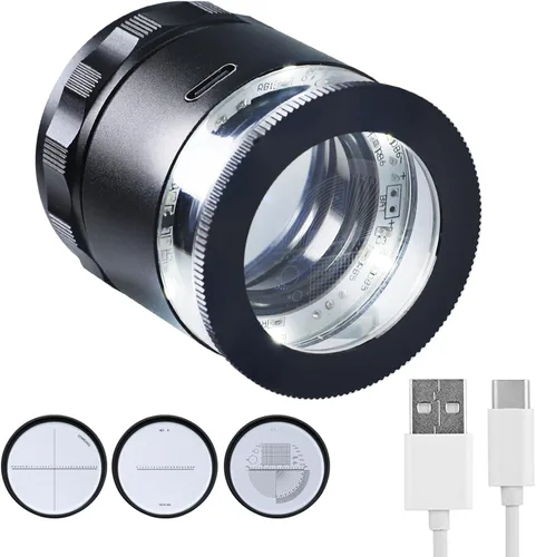 10 lupas recargables Jewelers con luces LED y 3 escalas de retícula, campo de visión de 0.98 pulgadas, enfoque ajustable con lupa de joyería para