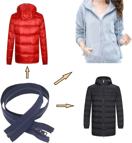 Miniatura 4 de YaHoGa 2 cremalleras separadoras #5 de 25 pulgadas para chaquetas de costura, chaqueta de repuesto, cremalleras de plástico a granel
