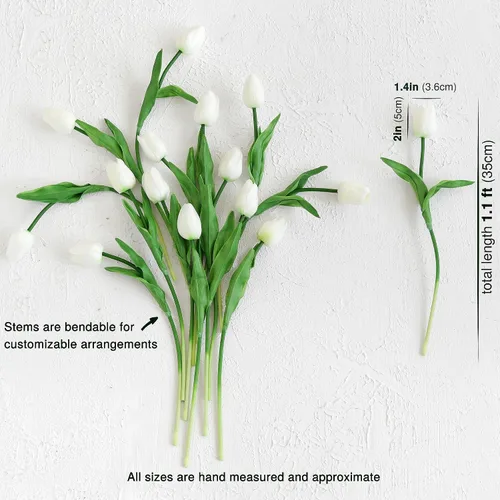 Miniatura 3 de FiveSeasonStuff - Flores artificiales de tulipanes, se sientes reales al tacto, ideales como ramo de boda, decoración del hogar, fiesta, arreglos