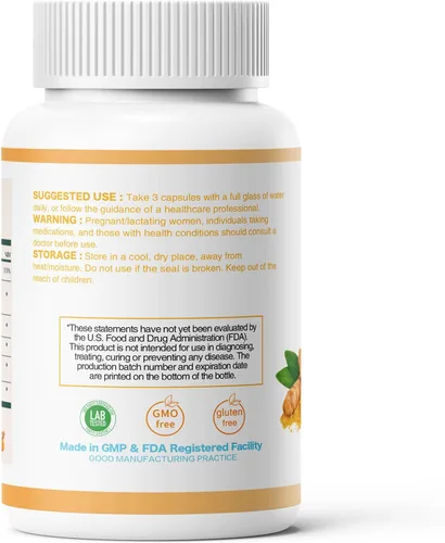 Miniatura 9 de Curcumina de cúrcuma 95 1000 mg, 95% complejo de curcuminoides con propóleo de abeja y bioperina, 120 cápsulas, suplemento de apoyo