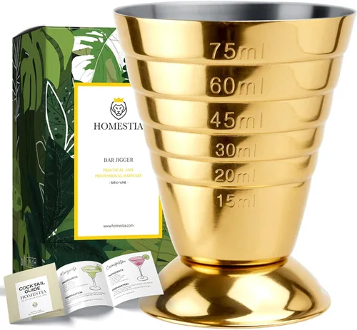 Miniatura 12 de Homestia Jigger doble de acero inoxidable, taza medidora de cóctel de 1 oz a 2 onzas con marcas precisas, jigger profesional de barman con guía