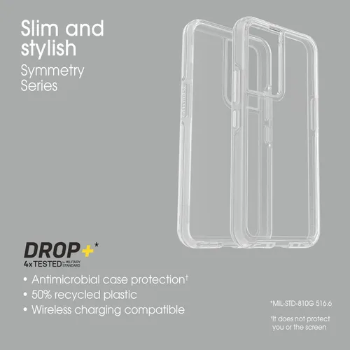 Miniatura 5 de OtterBox Funda para Galaxy S22 Symmetry Series - STARDUST (brillante/transparente), ultra suave, compatible con carga inalámbrica, bordes elevados