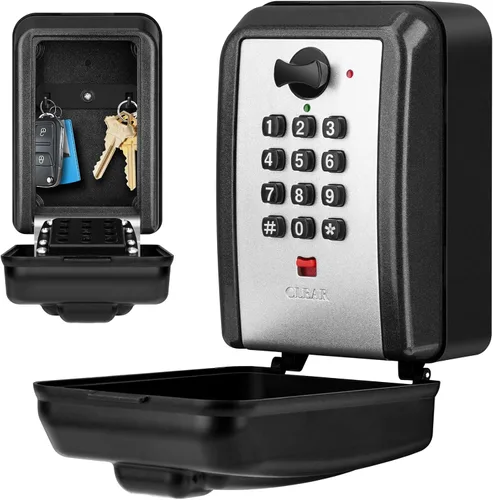 Miniatura 10 de Caja de bloqueo de llave con código, caja de seguridad montada en la pared para llaves con código reposable, caja de seguridad para exteriores