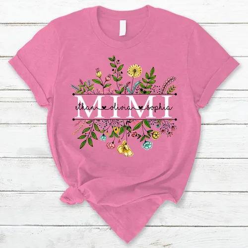 Miniatura 4 de Custom Mom Mimi and Grandkids Wildflowers Shirt, Customize Grandma Gifts, Gifts for Grandma Nana Gigi Oma Mamaw Yaya