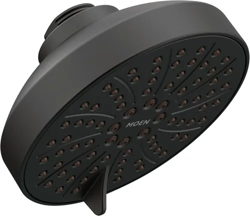Moen 6512EPBL - Cabezal de ducha de rendimiento ecológico de 4.5 pulgadas, color negro mate, 1.75 GPM, estilo de transición, 6 ajustes de ducha Mate