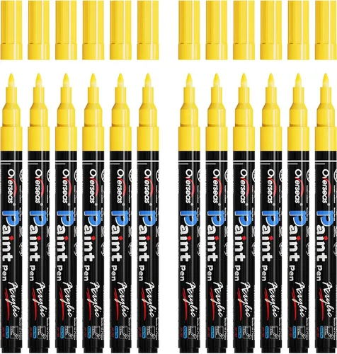 Miniatura 8 de Marcadores de Pintura Overseas - Marcadores Permanentes Blancos de Pintura Acrílica, Juego de 12, a Base de Agua, Impermeables, Punta Extrafina