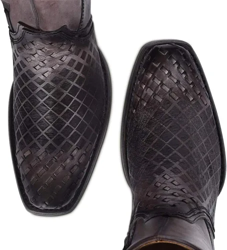 Miniatura 7 de Cuadra Bota Hombre en Piel Genuina con Cremallera Negra