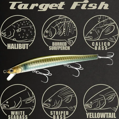 Miniatura 5 de LUCKY CRAFT FlashMinnow 125 YAWARA, señuelos de pesca de agua salada, accesorios y equipo de pesca de surf Jerkbait, señuelos de pesca de fletán