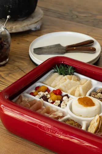 Miniatura 6 de Fancy Panz Bandeja de charcutería – Bandeja de verduras de 9 compartimentos con cuenco de inmersión – Bandeja portátil para servir fiestas