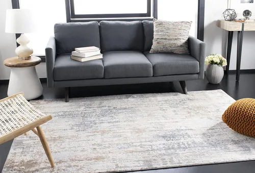 Miniatura 3 de SAFAVIEH Invista Collection - Alfombra decorativa de 4 x 6 pies, color crema y gris, diseño abstracto moderno, no desprende pelusa y de fácil