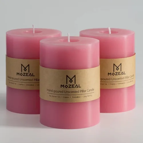 Miniatura 131 de MOZEAL Velas grandes sin perfume vertidas a mano de 3 x 8 pulgadas, sin humo, juego de 2, combustión lenta, sin goteo, aproximadamente 150 horas
