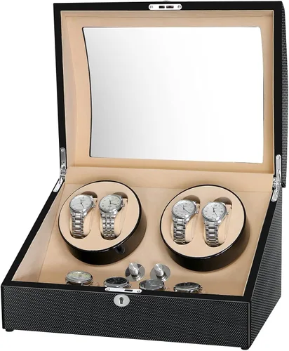 Miniatura 4 de TEEMING Caja de almacenamiento automática para 10 relojes automáticos 4 bobinas de reloj 6 ranuras 4 modos de reloj giratorios motor silencioso