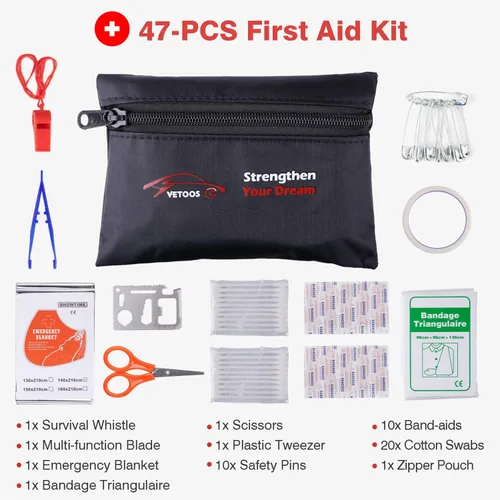 Miniatura 5 de Kit de emergencia en carretera para automóvil con cables de puente, kits de asistencia lateral de seguridad para vehículos, kit de automóvil