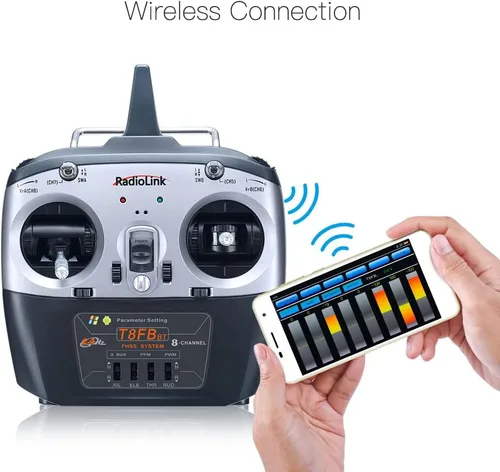 Miniatura 3 de Radiolink T8FB 2.4GHz 8 canales RC Transmisor y receptor remoto R8EF Controlador de doble palo con correa para avión RC, avión, barco, coche y más