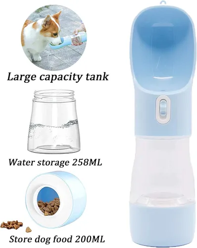 Miniatura 5 de Botella de agua para perros, botella de agua portátil para perro, diseño multifuncional y desmontable para beber y comer, taza combinada, botella