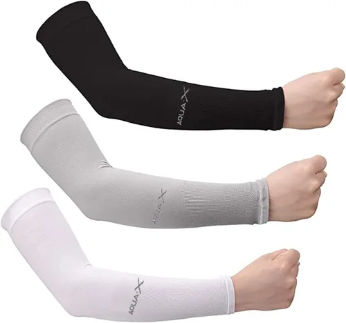 Bacophy 3/6 pares de mangas refrescantes con protección UV para mujeres y hombres, cubierta de brazo UPF 50 3 pares negro+gris+blanco