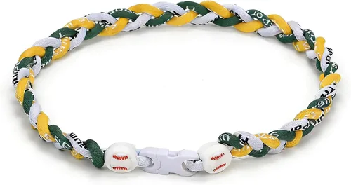 Miniatura 9 de Collar de béisbol de 18 pulgadas, regalos de goteo de béisbol, collares deportivos de tres trenzas, collares de titanio Tornado de cuerda deportiva