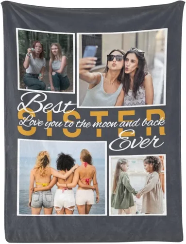 Miniatura 15 de Manta personalizada con fotos, mantas personalizadas con imagen para madre, padre, niños, hermana, amigos, parejas, cumpleaños, 1 foto, 30 x 40