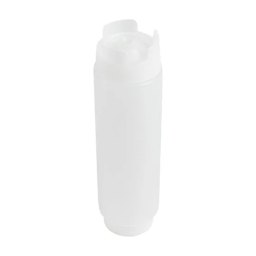 Miniatura 11 de Restaurantware Botella de presión invertida de plástico de 16oz. FIFO con tapas de recarga y dispensación - Primero en entrar, primero en salir