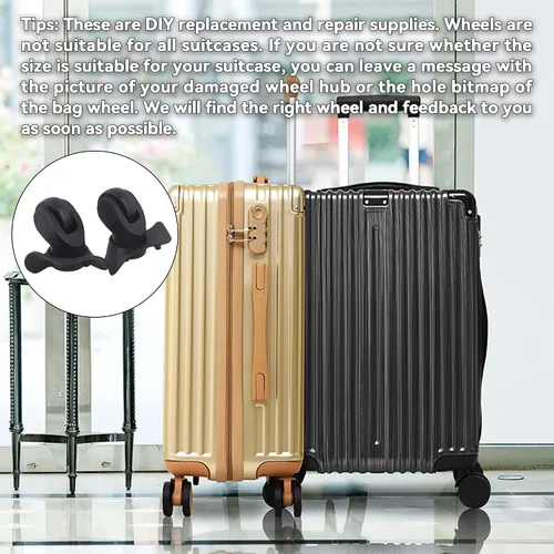 Miniatura 4 de 1 par de ruedas de repuesto para equipaje 360 ruedas giratorias para maleta, color negro (W041-2)