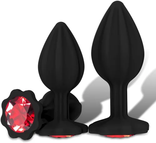 Juguetes sexuales para adultos, 3 piezas de tapones anales de silicona con joyería, kit de entrenamiento anal, juguetes sexuales para juegos, tapón