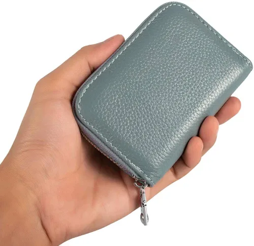 Miniatura 7 de Cartera de piel con cremallera para mujer bloqueo RFID