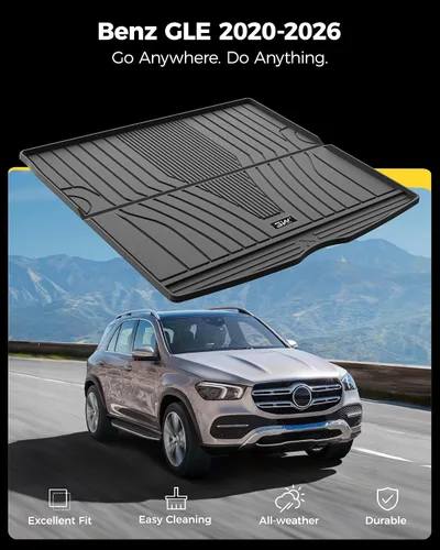 Miniatura 9 de 3W Alfombrilla de maletero para Mercedes Benz GLE 2020-2026 SUV, 350/43 AMG/450/53 AMG/580/63 AMG S Forro de maletero resistente para todo clima
