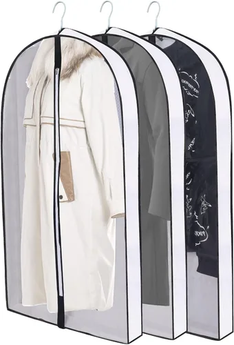 Miniatura 14 de Bolsas de ropa de 50 pulgadas para colgar ropa, fundas transparentes a prueba de trajes con refuerzos de 4 pulgadas para almacenamiento en armario