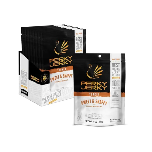 Miniatura 8 de Perky Jerky Carne seca original 100% alimentada con pasto, 1 onza (paquete de 12), sin antibióticos, 0.35 onzas de proteína por porción, baja