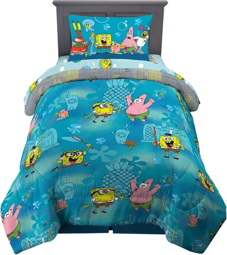 Miniatura 74 de Franco - Juego de ropa de cama coleccionable Nintendo Donkey Kong, 5 piezas, edredón reversible supersuave y juego de sábanas con funda, tamaño Rojo