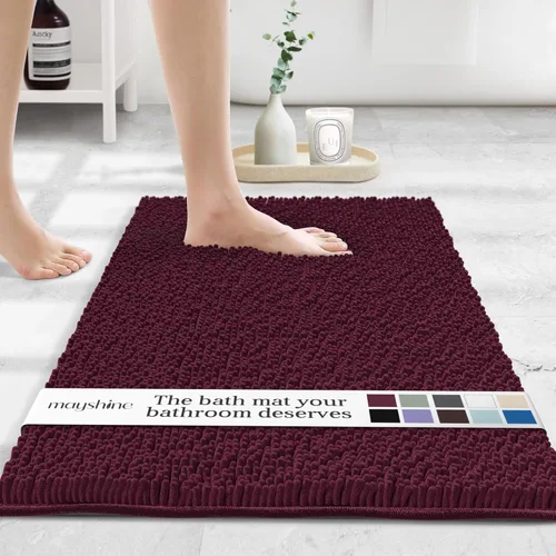 Miniatura 21 de MAYSHINE Alfombra de Baño de Chenilla Afelpada Extra Suave, Súper Absorbente, Alfombra de Baño Antideslizante Microfibra Esponjosa