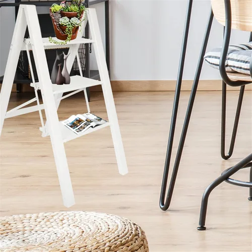 Miniatura 2 de Taburete plegable de escalera de 3 escalones, taburete plegable antideslizante con pedal expandido, para uso doméstico y oficina, taburete de cocina