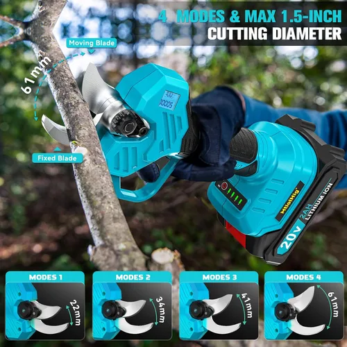 Miniatura 4 de MtiolHig - Tijeras de poda inalámbricas con mástil compatibles con batería Makita 18V: Tijeras de poda eléctricas con diámetro de corte de 1,5-2