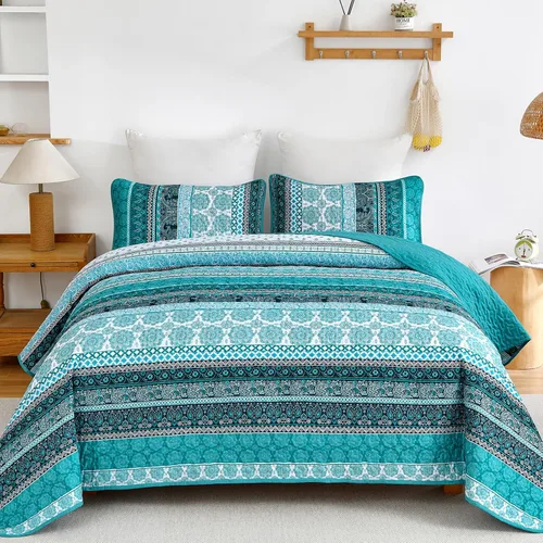 Miniatura 25 de WONGS BEDDING Juego de Edredón Boho Tamaño Full, Juego de Edredones Bohemios Grises de 3 Piezas, Juego de Ropa de Cama Cubrecama de Microfibra